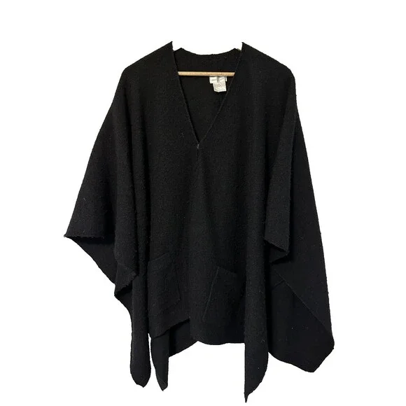 Vintage Pierre Cardin Black Wool Blend Shawl 51" X 31" - Picture 7 of 8